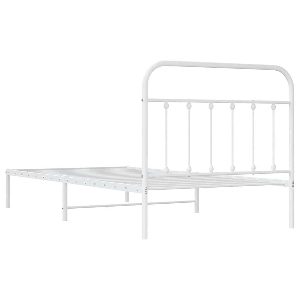 Bed Frame | White | Steel | Single | Bed Frame | Rectangular | Industrial