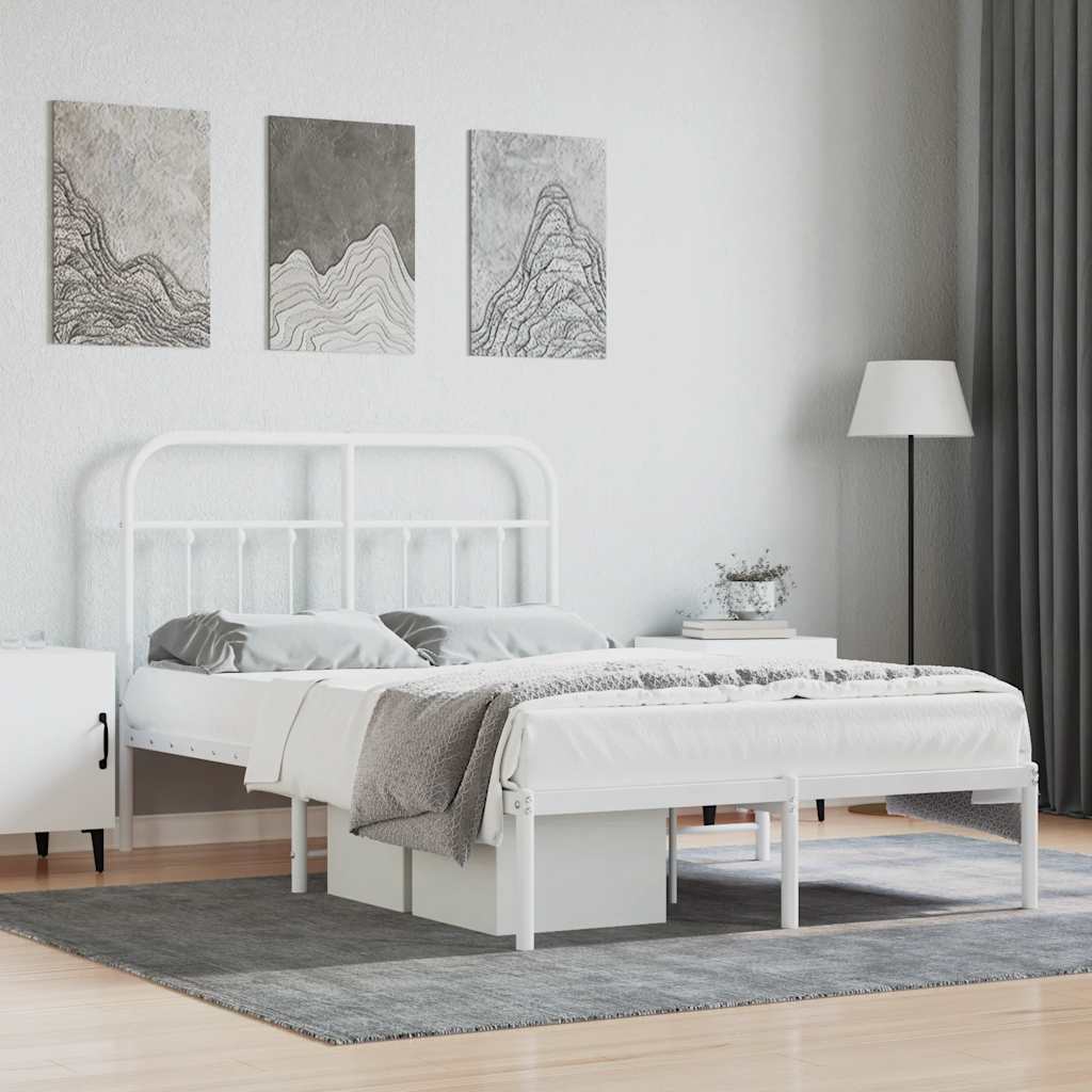 Bed Frame | White | Powder-Coated Steel | Small Double | Bed Frame
