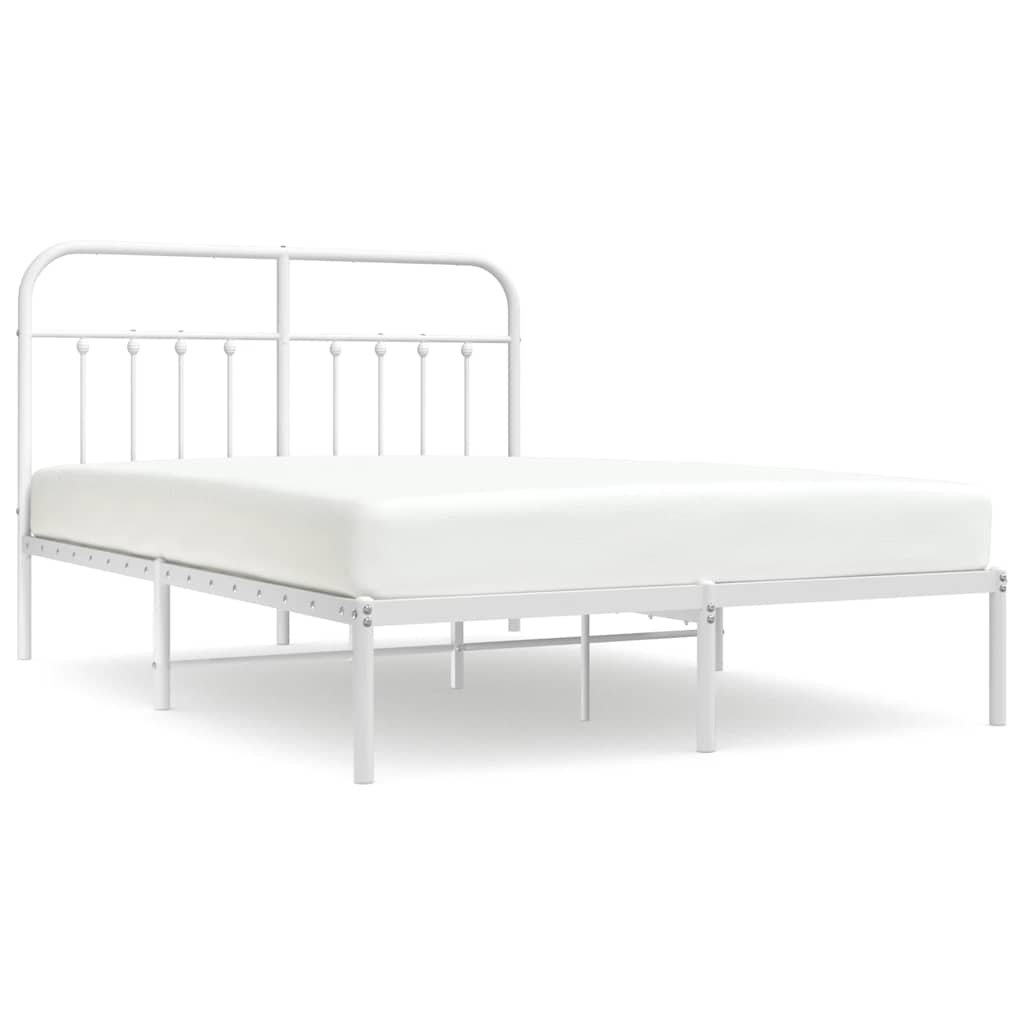 Bed Frame | White | Steel | Double | Bed Frame | Rectangular | Durable