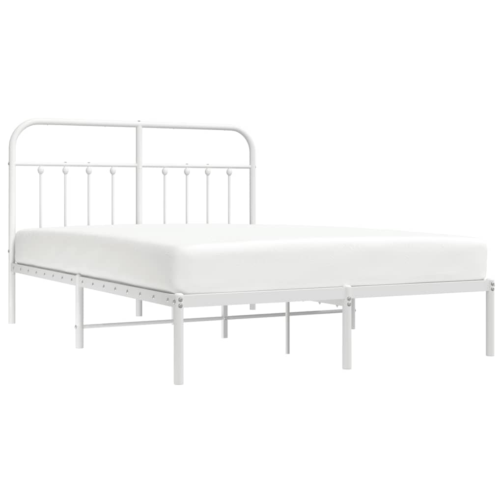 Bed Frame | White | Steel | Double | Bed Frame | Rectangular | Durable