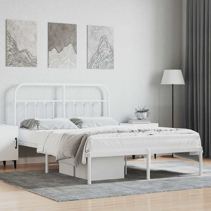 Bed Frame | White | Steel | Double | Bed Frame | Rectangular | Durable