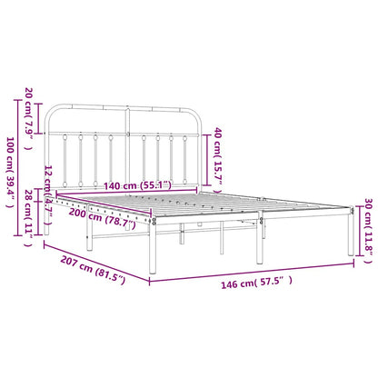 Bed Frame | White | Steel | Double Size | Bed Frame | Rectangular