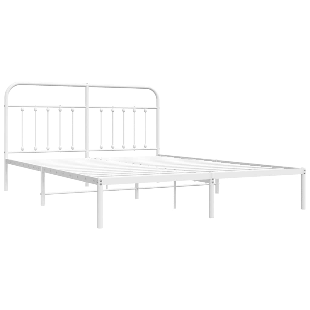Bed Frame | White | Powder-Coated Steel | Double | Bed Frame