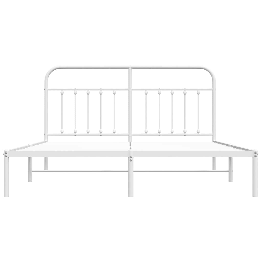 Bed Frame | White | Powder-Coated Steel | Double | Bed Frame