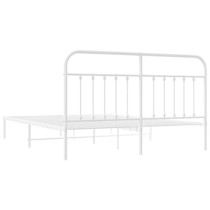 Bed Frame | White | Powder-Coated Steel | Double | Bed Frame