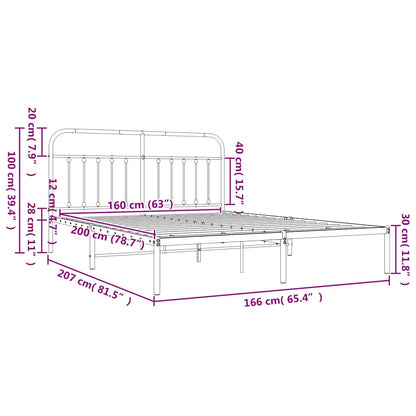 Bed Frame | White | Powder-Coated Steel | Double | Bed Frame