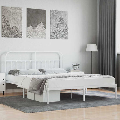 Bed Frame | White | Powder-Coated Steel | Double | Bed Frame