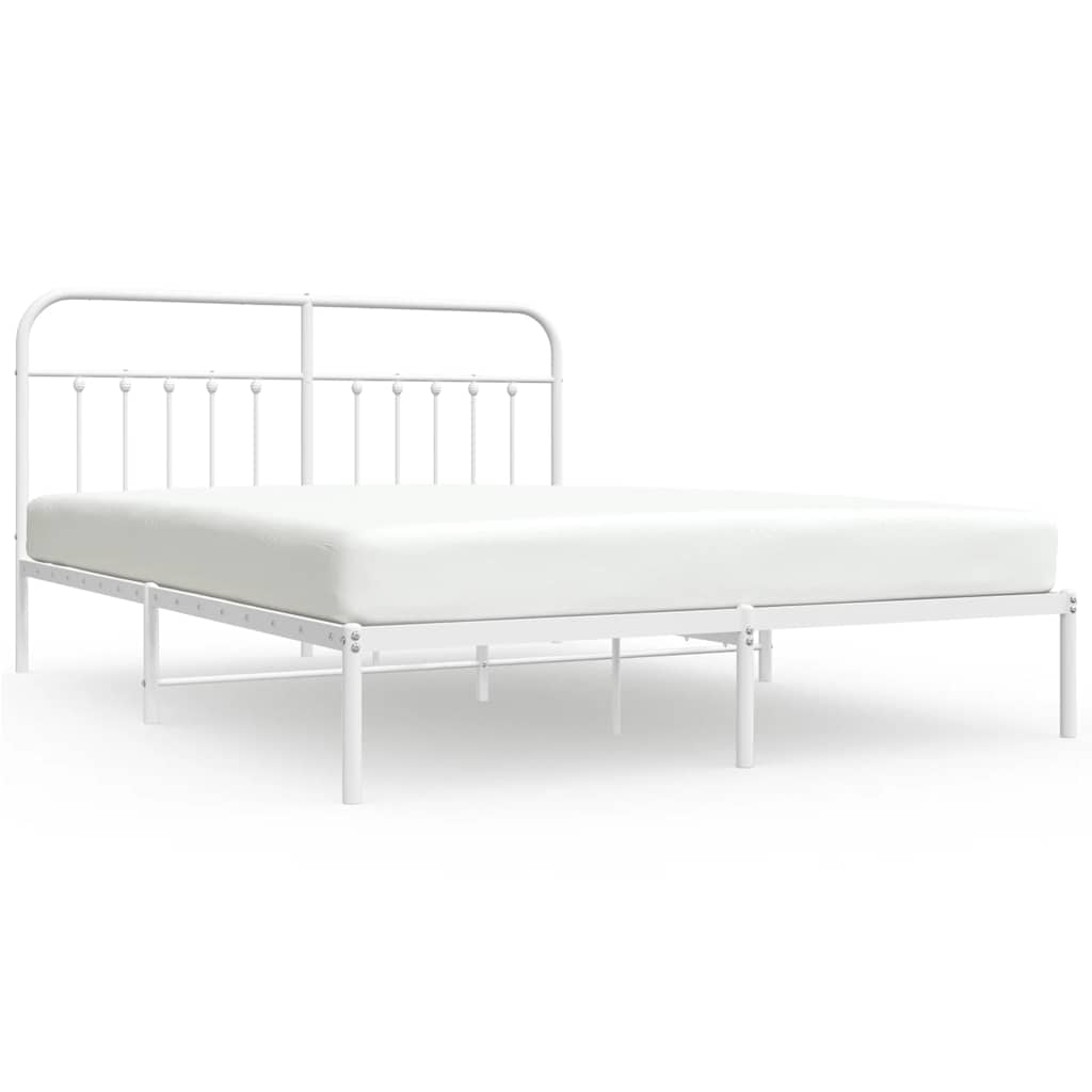 Bed Frame | White | Powder-Coated Steel | 180x200 cm | | Rectangular