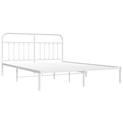 Bed Frame | White | Powder-Coated Steel | 180x200 cm | | Rectangular