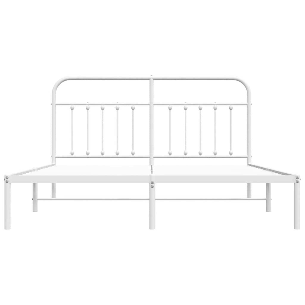 Bed Frame | White | Powder-Coated Steel | 180x200 cm | | Rectangular