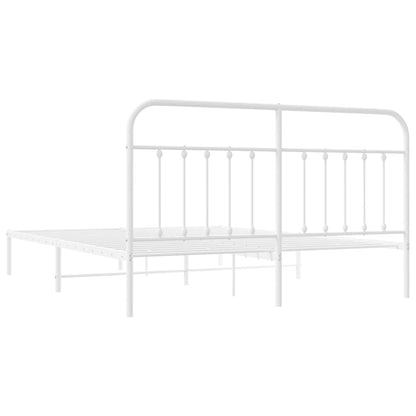 Bed Frame | White | Powder-Coated Steel | 180x200 cm | | Rectangular