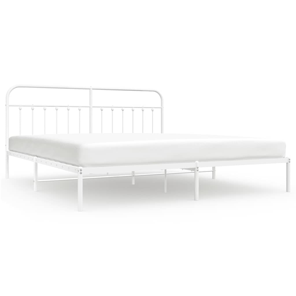 Bed Frame | White | Powder-Coated Steel | 193 cm x 203 cm |  Industrial