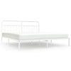 Metal Bed Frame without Mattress with Headboard White 193x203cm