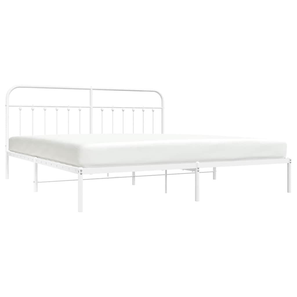 Bed Frame | White | Powder-Coated Steel | 193 cm x 203 cm |  Industrial