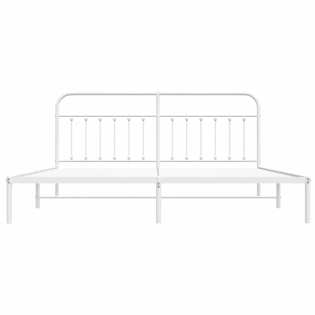 Bed Frame | White | Powder-Coated Steel | 193 cm x 203 cm |  Industrial