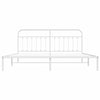 Metal Bed Frame without Mattress with Headboard White 193x203cm