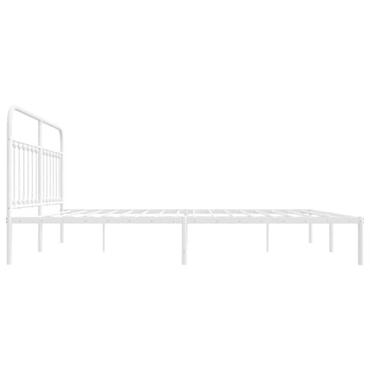 Bed Frame | White | Powder-Coated Steel | 193 cm x 203 cm |  Industrial