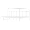 Metal Bed Frame without Mattress with Headboard White 193x203cm