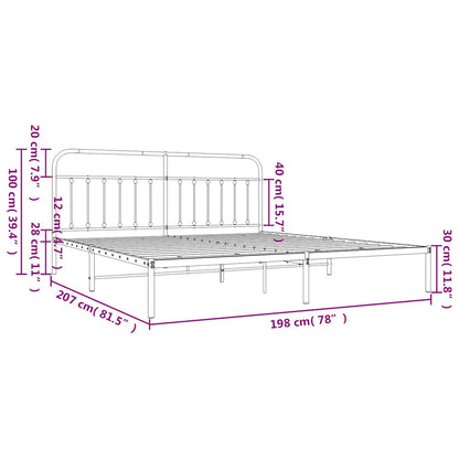Bed Frame | White | Powder-Coated Steel | 193 cm x 203 cm |  Industrial