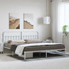 Metal Bed Frame without Mattress with Headboard White 193x203cm