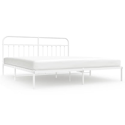 Bed Frame | White | Powder-Coated Steel | Double | Bed Frame