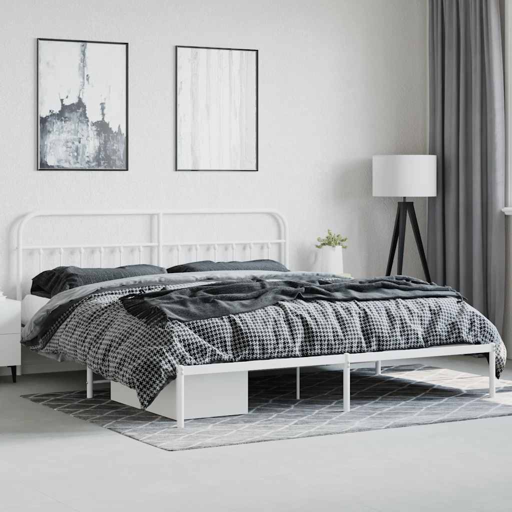 Bed Frame | White | Powder-Coated Steel | Double | Bed Frame