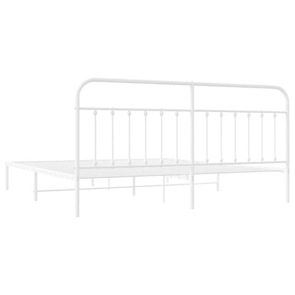 Bed Frame | White | Powder-Coated Steel | Double | Bed Frame