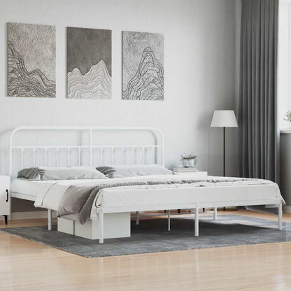 Bed Frame | White | Powder-Coated Steel | Double | Bed Frame