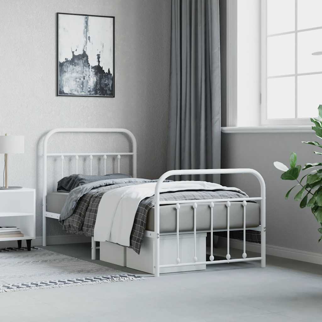 Bed Frame | White | Powder-Coated Steel | Single | Bed Frame