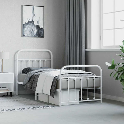 Bed Frame | White | Powder-Coated Steel | Single | Bed Frame