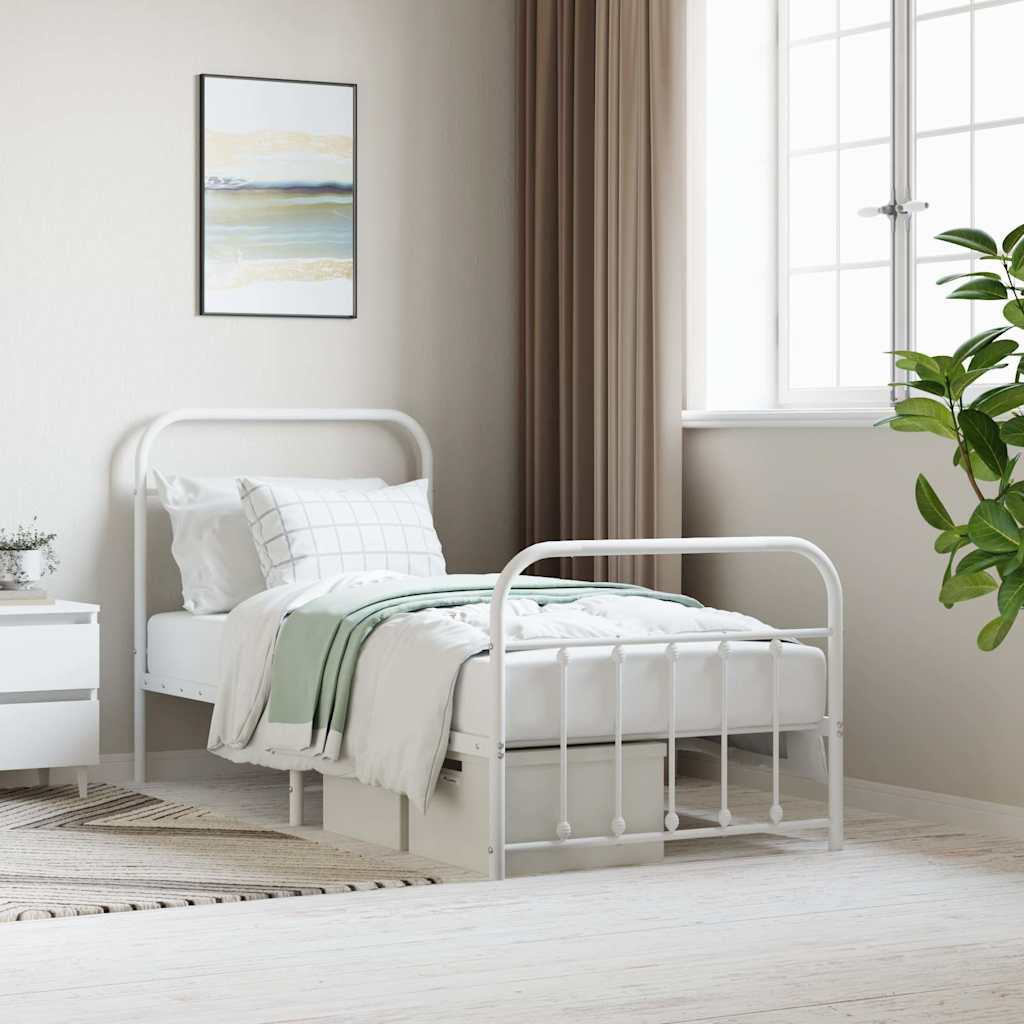Bed Frame | White | Powder-Coated Steel | Single | Bed Frame