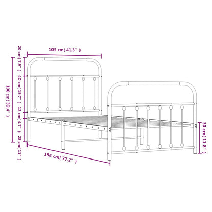 Bed Frame | White | Powder-Coated Steel | Single | Bed Frame