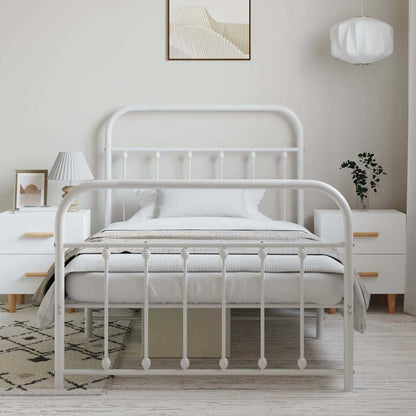Bed Frame | White | Powder-Coated Steel | Single | Bed Frame