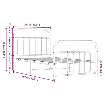 Bed Frame | White | Powder-Coated Steel | Single | Bed Frame