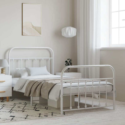 Bed Frame | White | Powder-Coated Steel | Single | Bed Frame