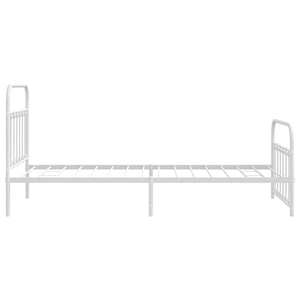 Metal Bed Frame without Mattress with Footboard White 107x203cm