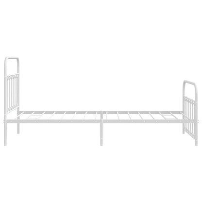 Metal Bed Frame without Mattress with Footboard White 107x203cm