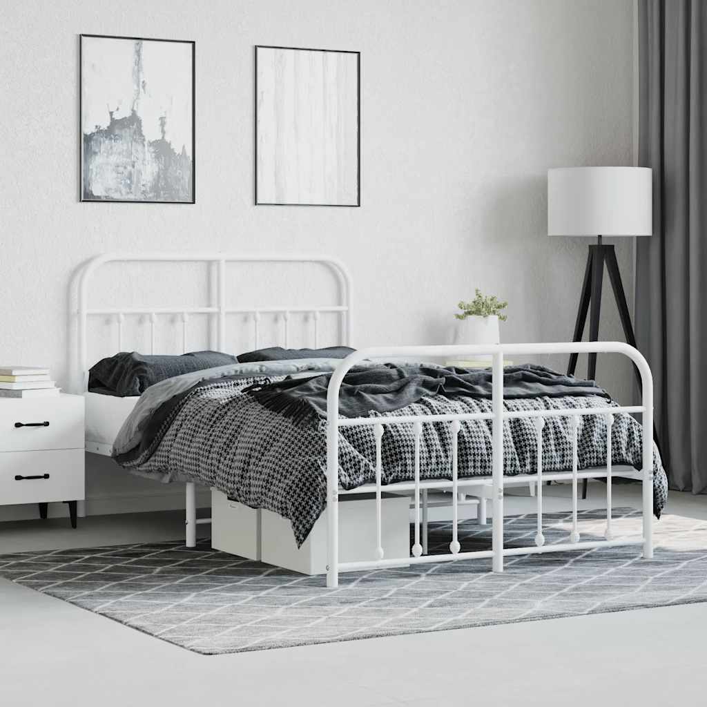 Bed Frame | White | Powder-Coated Steel | 120x190 cm | Bed Frame