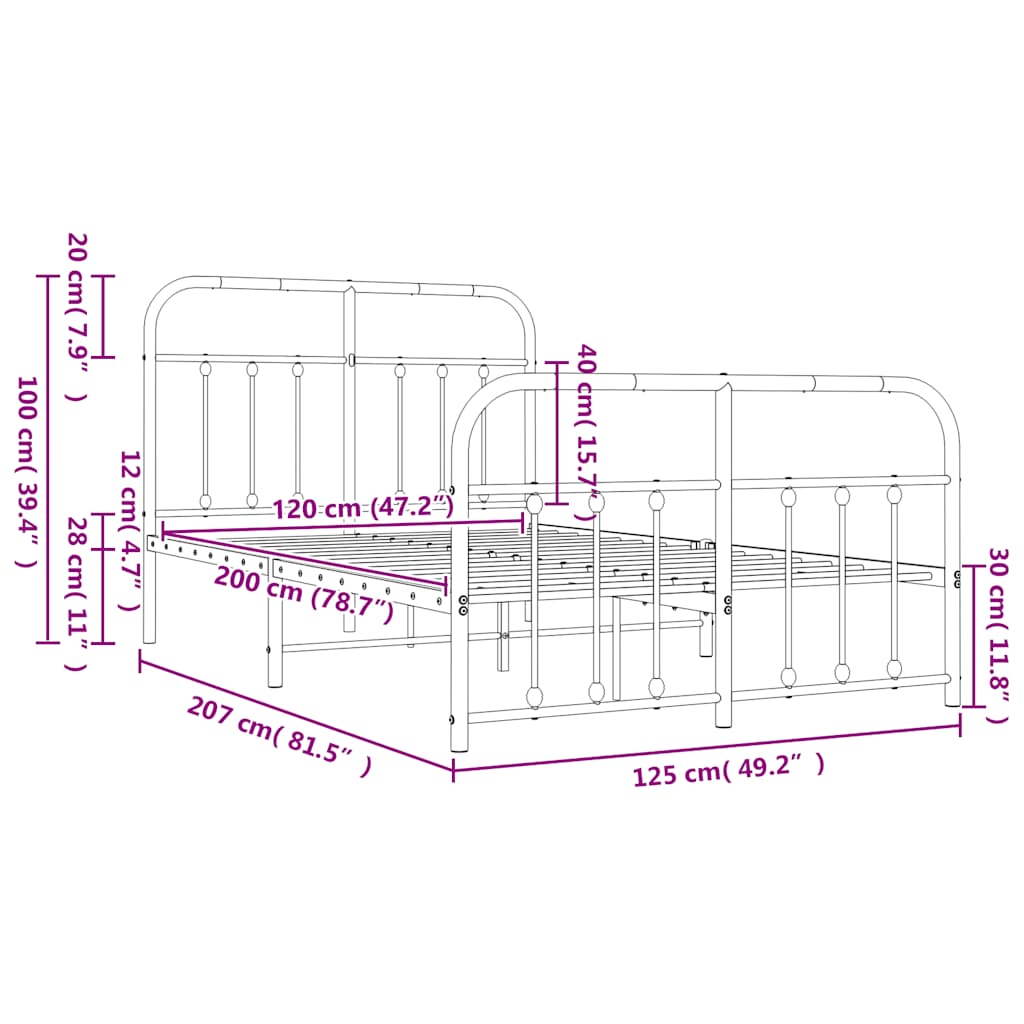 Bed Frame | White | Powder-coated steel | Double | Bed Frame