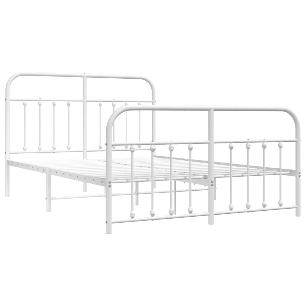 Bed Frame | White | Powder-Coated Steel | 140x190 cm | Bed Frame