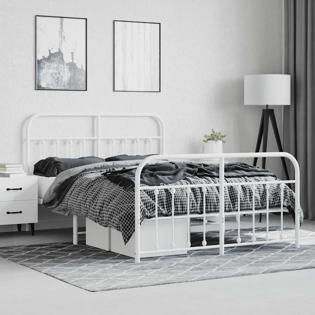 Bed Frame | White | Powder-Coated Steel | 140x190 cm | Bed Frame