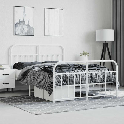 Bed Frame | White | Powder-Coated Steel | 140x190 cm | Bed Frame
