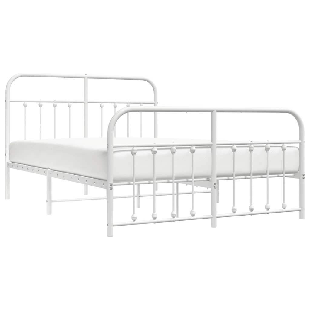 Bed Frame | White | Powder-Coated Steel | 140x190 cm | Bed Frame