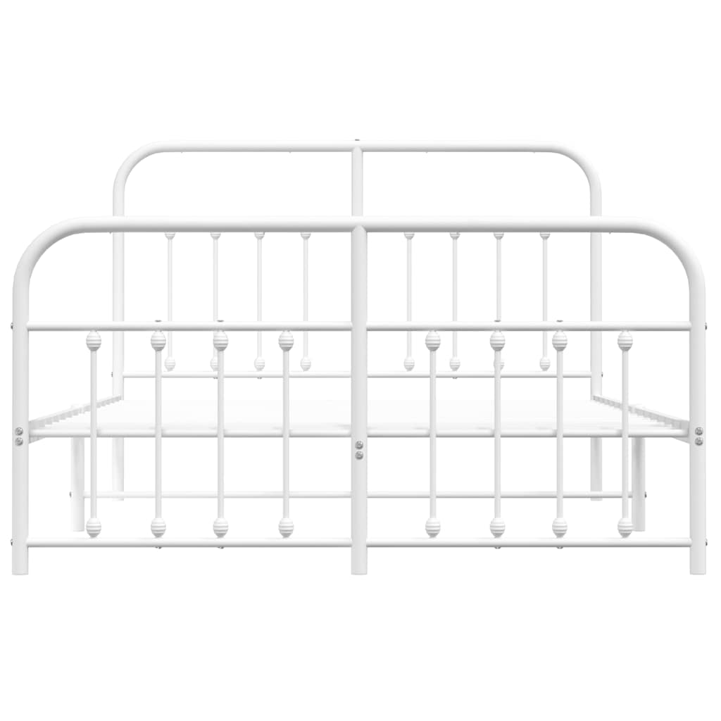Bed Frame | White | Powder-Coated Steel | 140x190 cm | Bed Frame