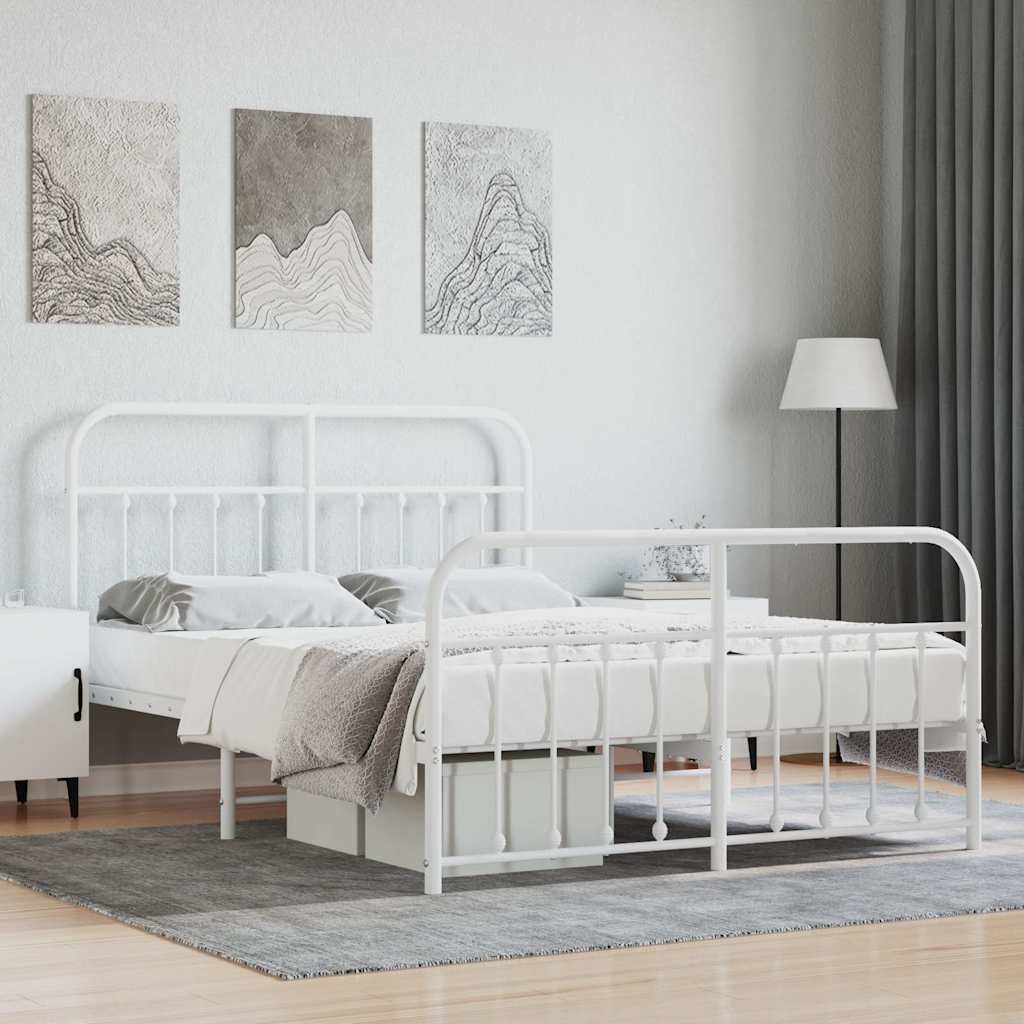 Bed Frame | White | Powder-Coated Steel | 140 x 200 cm | Bed Frame