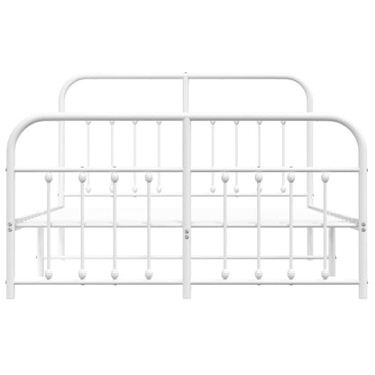 Metal Bed Frame without Mattress with Footboard White 150x200cm