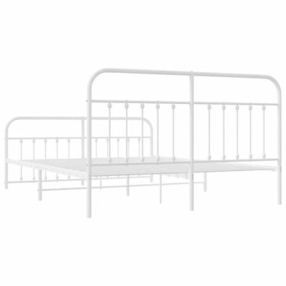 Metal Bed Frame without Mattress with Footboard White 160x200cm