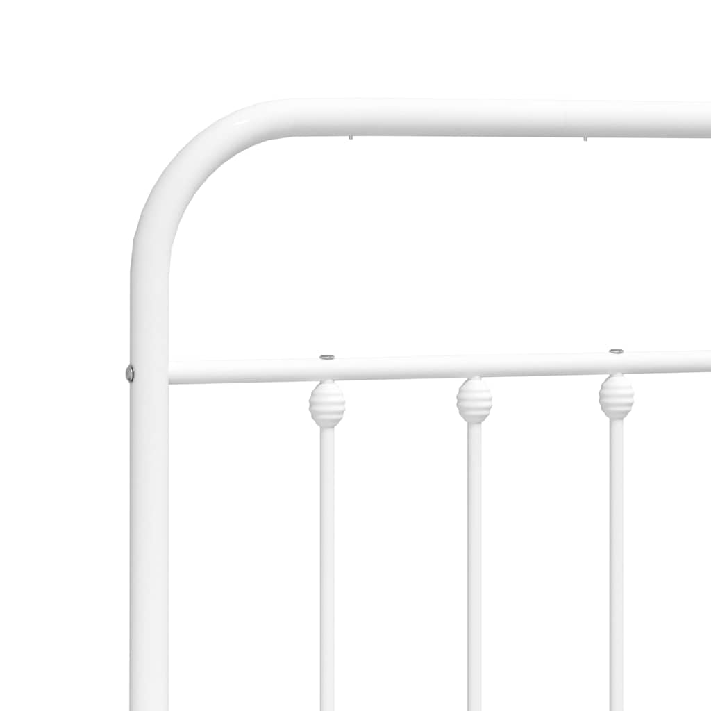 Metal Bed Frame without Mattress with Footboard White 160x200cm