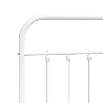 Metal Bed Frame without Mattress with Footboard White 160x200cm