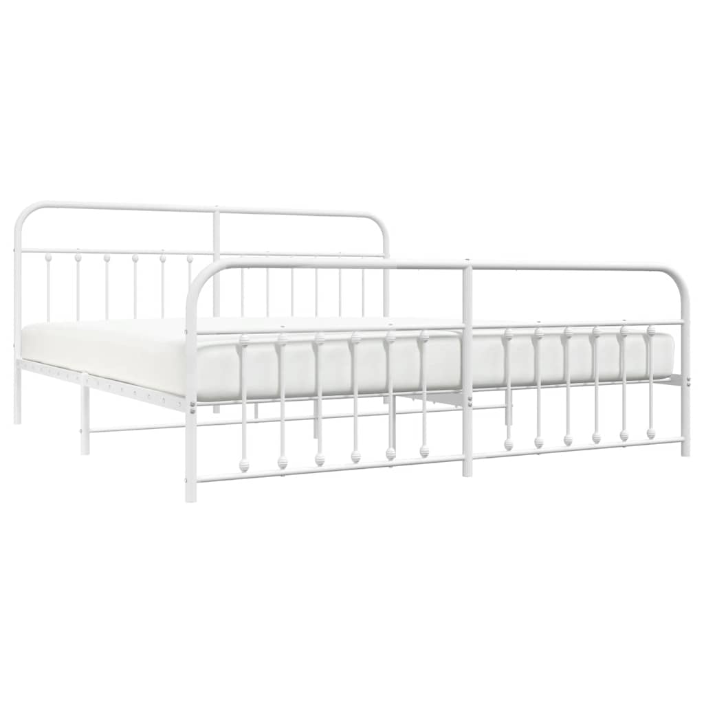 Bed Frame | White | Steel | 200x200 cm | Bed Frame | Rectangular